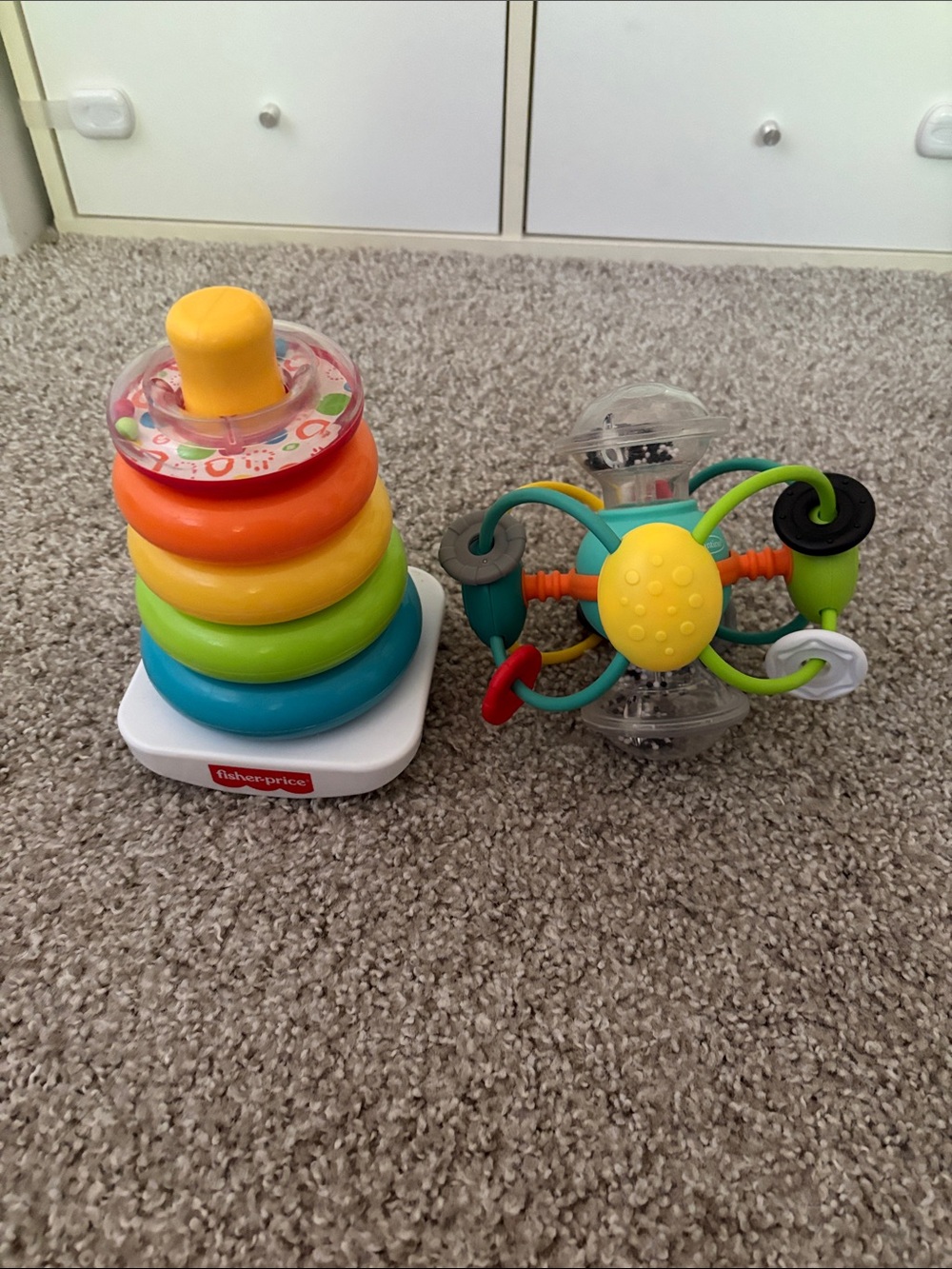 Baby Toy Bundle – Rock-a-Stack Ring Stacker + Sensory Activity Ball